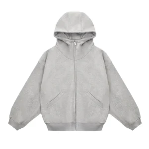 Slim-Fit Stand-Collar Hooded Jacket with Pockets: Lightweight Cotton-Polyester Milk Silk Blend Men's Hoodie